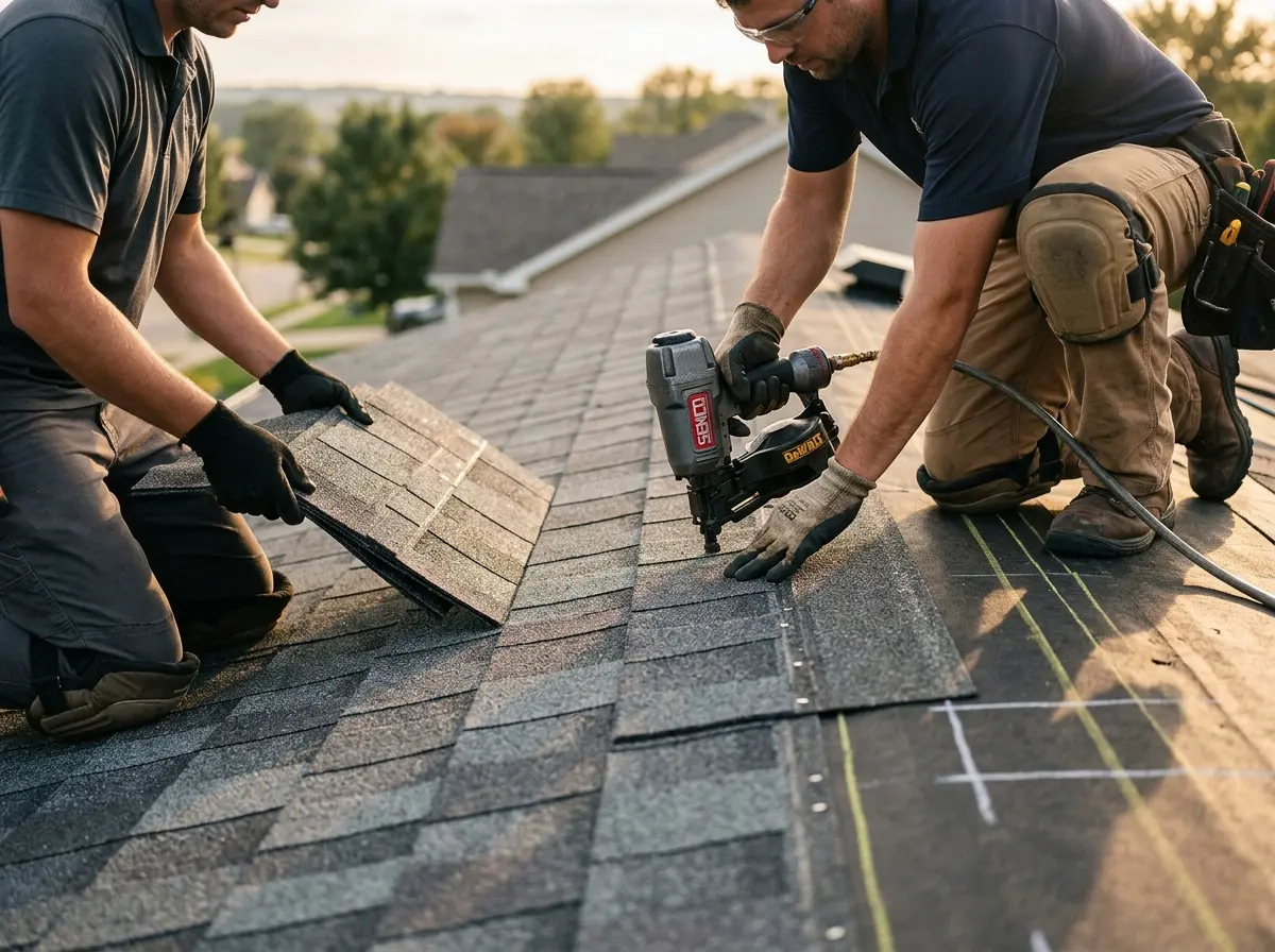 Professional roofer working on a residential roof in Hialeah Gardens